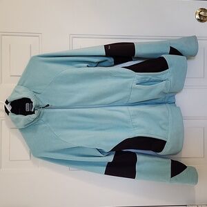 Columbia Fleece Titanium Aqua blue and black Full Zip Jacket with thumb holes